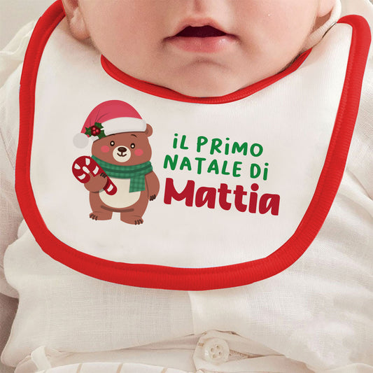 Il primo Natale di... - Bavetto - personalizzato con nome