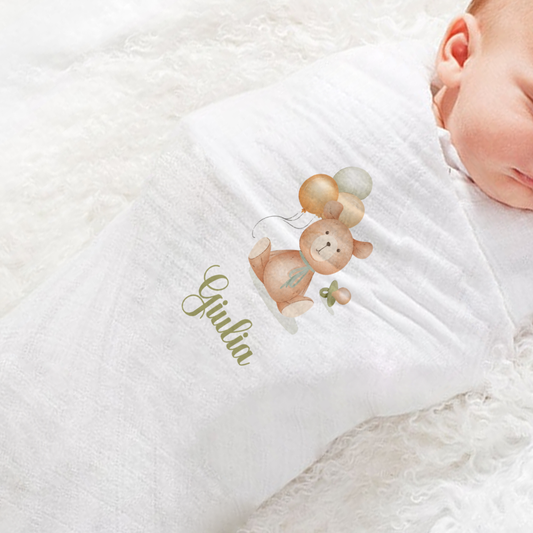 Baby Bear - Set 3 pezzi mussole personalizzate con nome