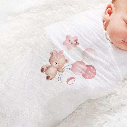 Bear Star - Set 3 pezzi mussole personalizzate con iniziale