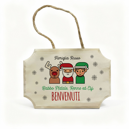Benvenuto Babbo Natale - fuoriporta in legno