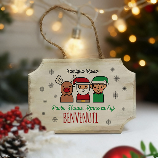 Benvenuto Babbo Natale - fuoriporta in legno