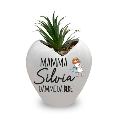 Mamma dammi da bere - Piantina con vaso - personalizzata con nome