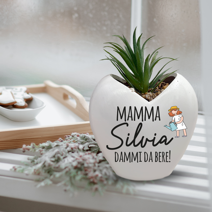 Mamma dammi da bere - Piantina con vaso - personalizzata con nome