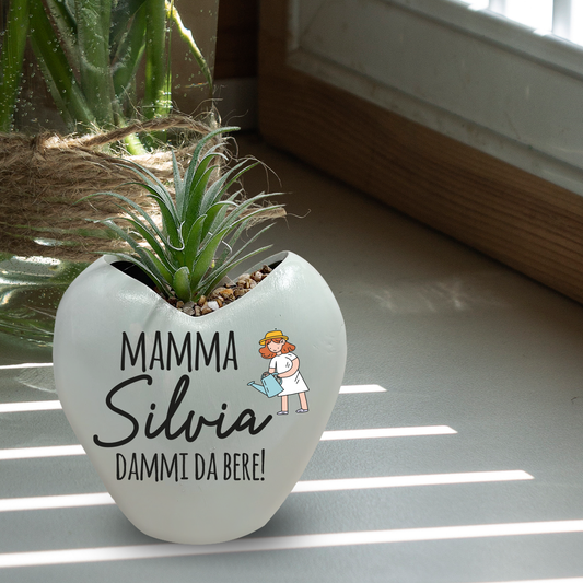 Mamma dammi da bere - Piantina con vaso - personalizzata con nome