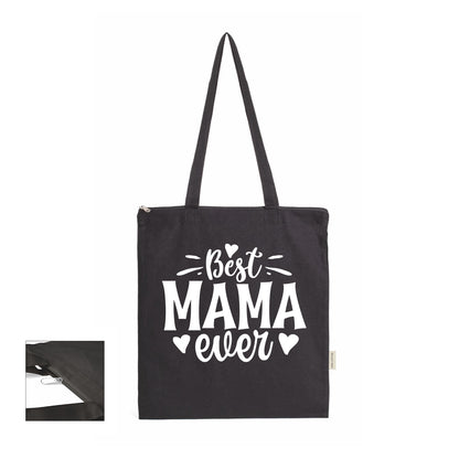 Best mama ever - Shopper In Cotone con chiusura zip