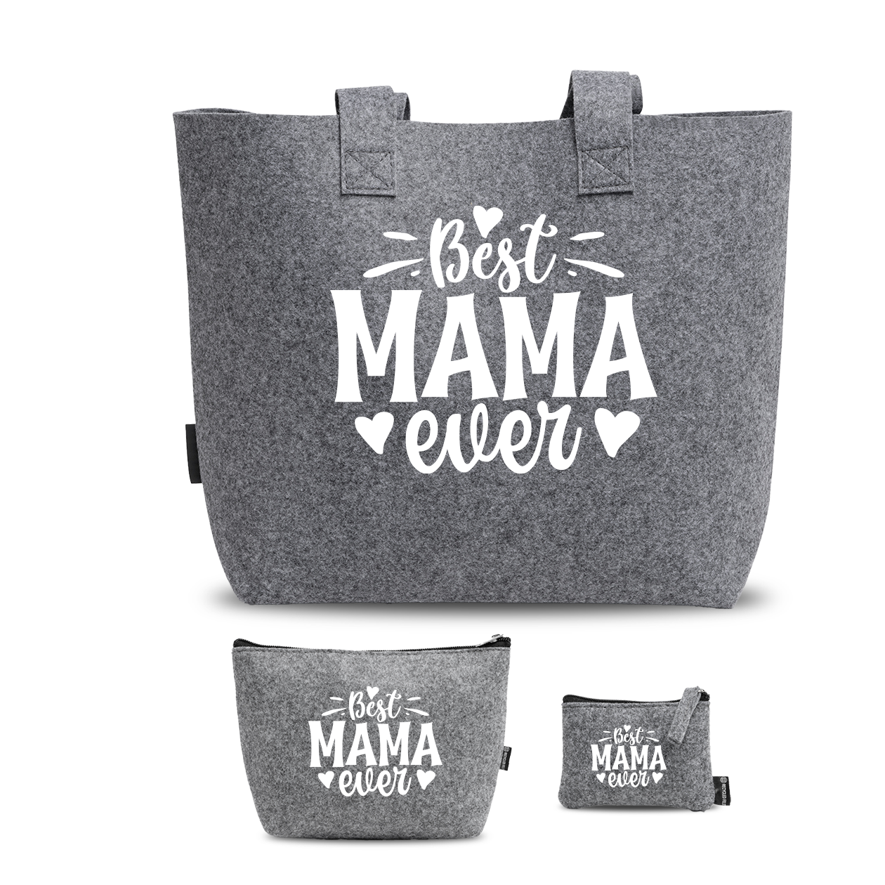 Best mama ever - Tris Borse in feltro con designe melange