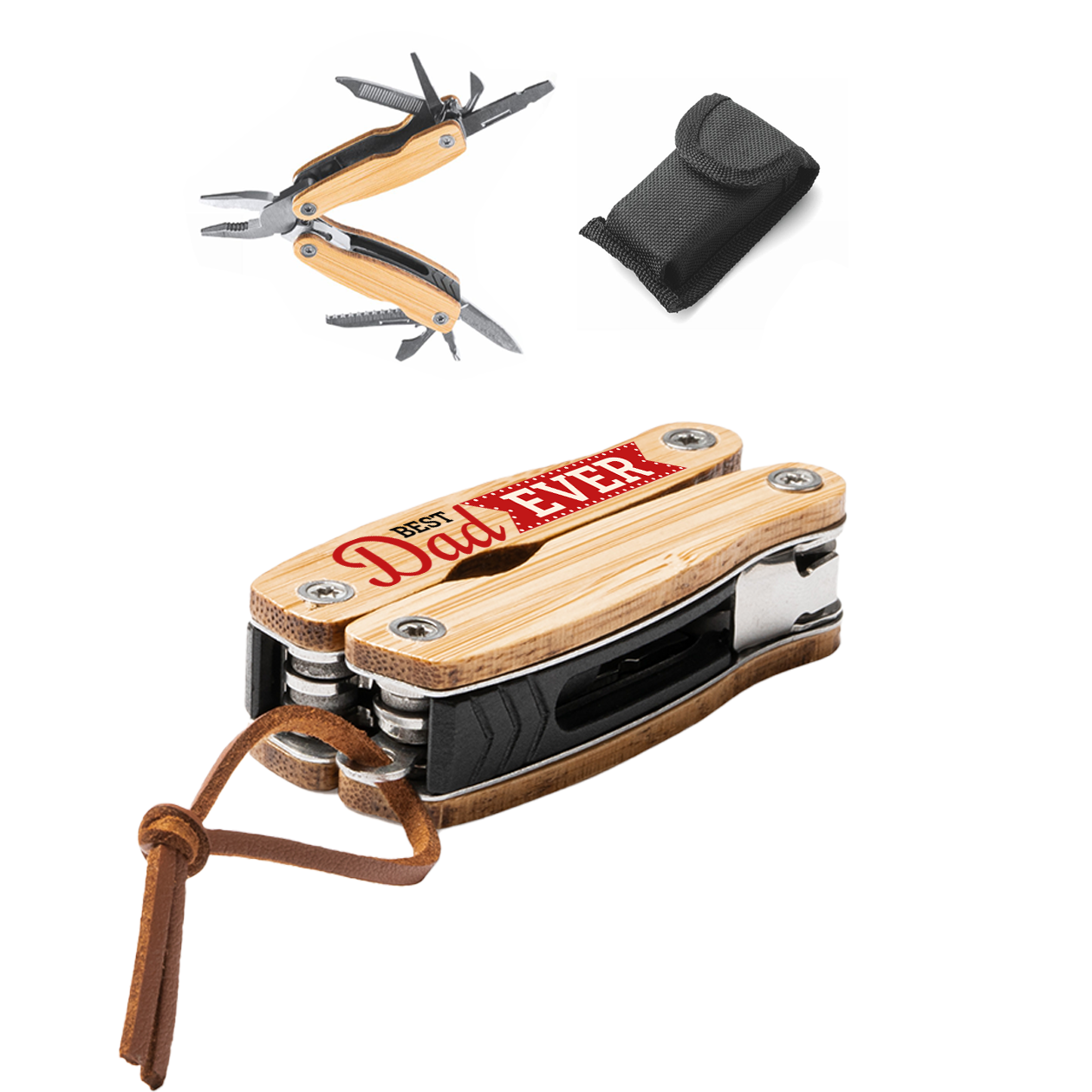 Best dad ever - Multiutensile con accessori in acciaio inossidabile e manico in legno