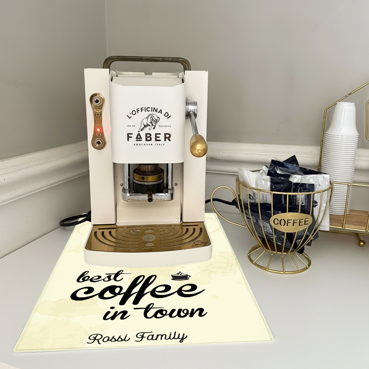 Best coffee in town - Tappetino per Macchina del caffè  con Retro in Gomma Tappeto 30x40cm - personalizzato