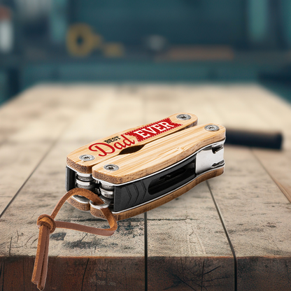 Best dad ever - Multiutensile con accessori in acciaio inossidabile e manico in legno