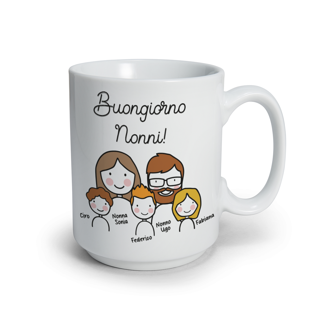 Buongiorno nonni - Tazza mug - personalizzata con nomi
