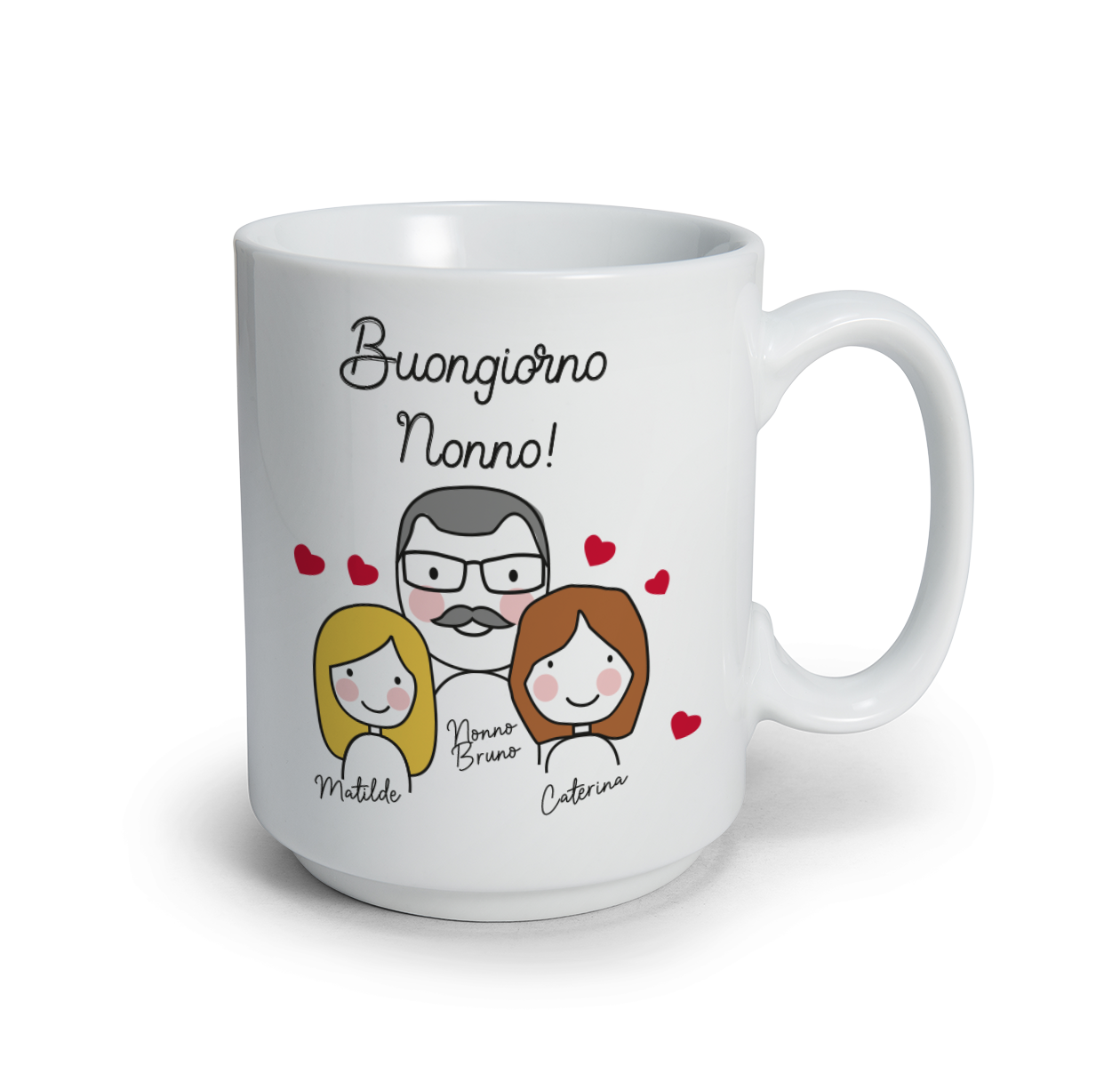 Buongiorno nonno - Tazza mug - personalizzata con nomi