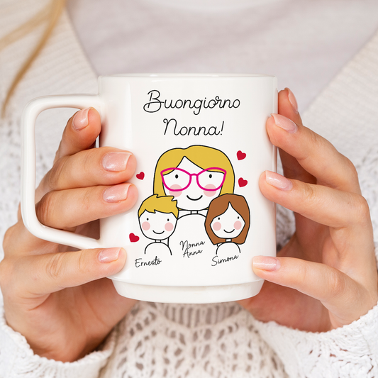 Buongiorno nonna - Tazza mug - personalizzata con nomi