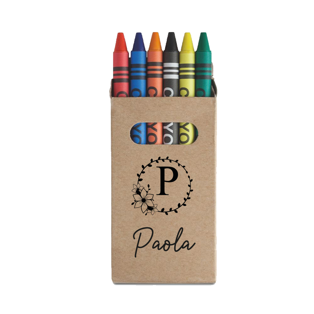 Name Circle Flower - Set da 6 - Pastelli Cera - personalizzati con nomi