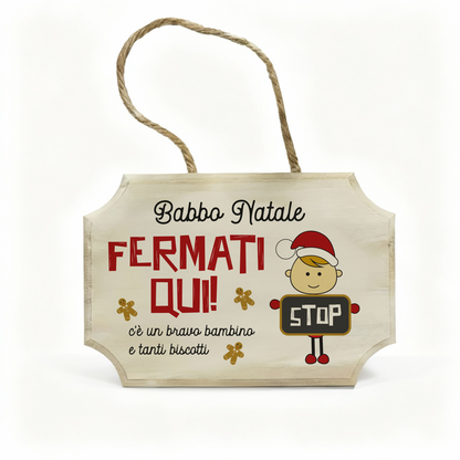 Babbo Natale Stop - fuoriporta in legno