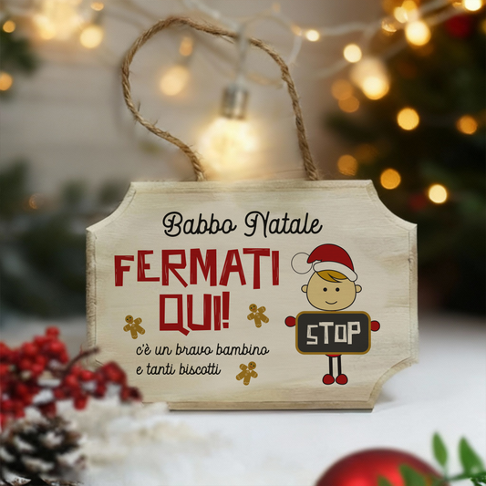 Babbo Natale Stop - fuoriporta in legno