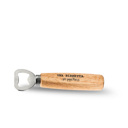 Una birrettà per papà - Apribottiglie in legno - personalizzato con nome