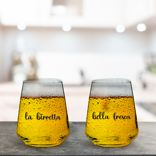 La birretta bella fresca - 6 Bicchieri Personalizzati con frasi Adatti ad Acqua Vino Birra Tutte le Bevande