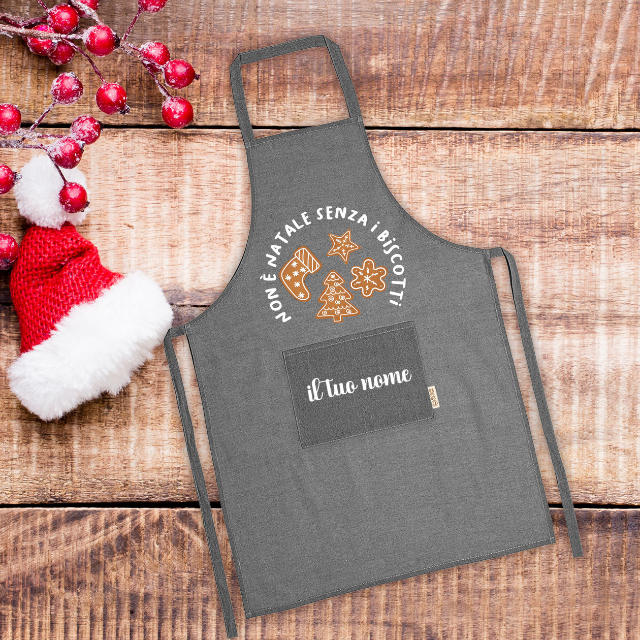 Non è Natale senza i biscotti - Grembiule da Cucina Natalizio - personalizzato con nome