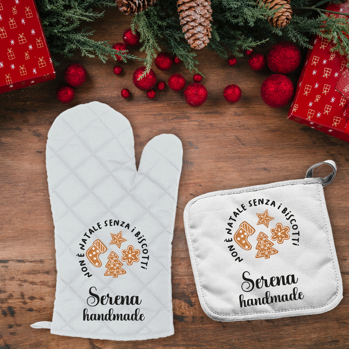 Handmade - Set da Cucina Guanto e Presina - personalizzato con nome