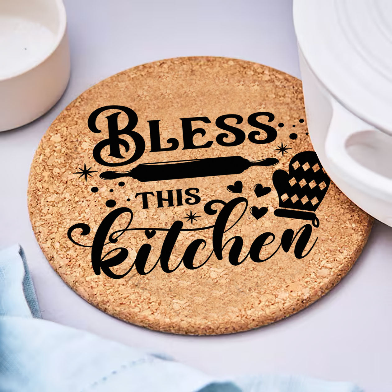 Kitchen is closed - Set da 3 pezzi Sottopentola in sughero naturale 19cm