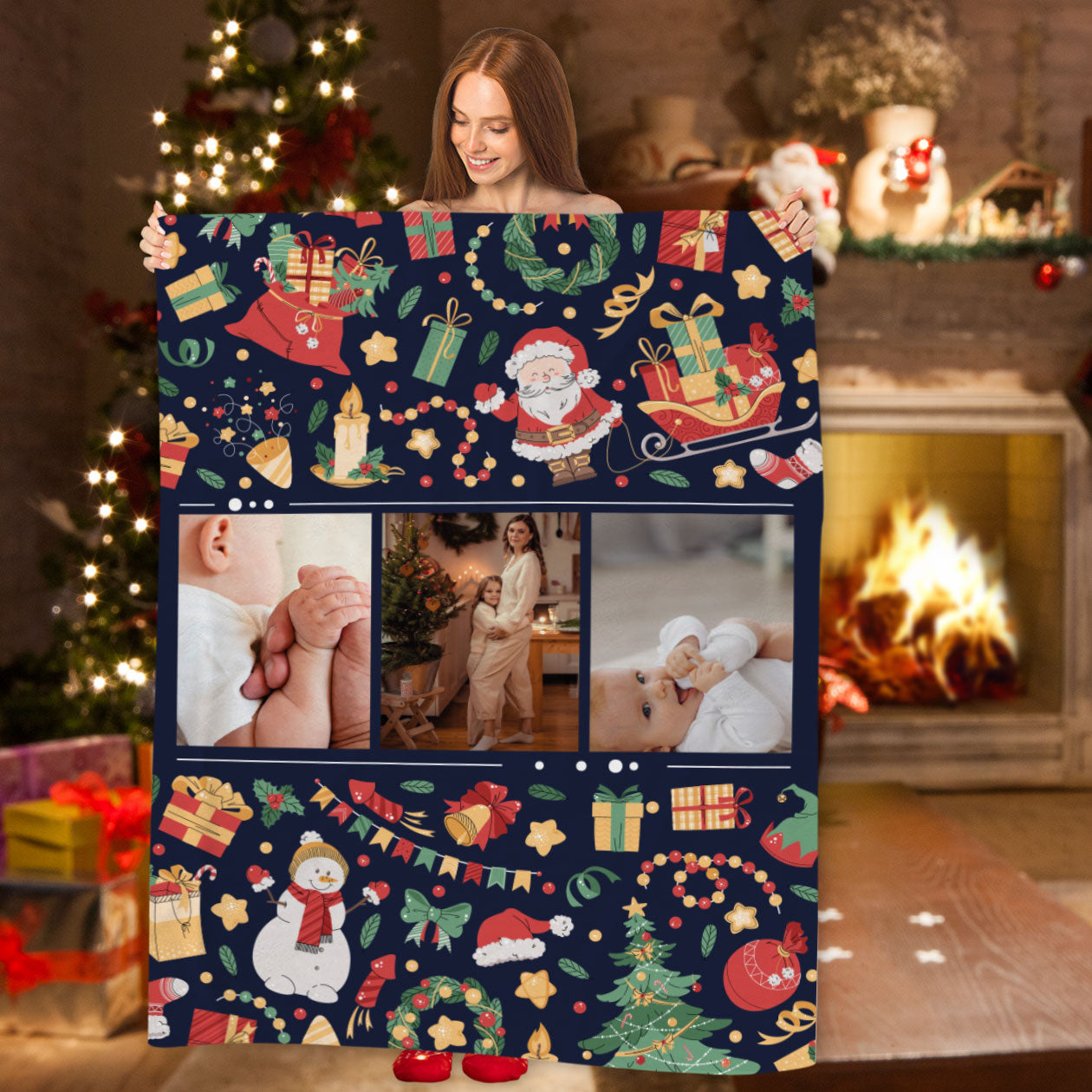 Merry Christmas - Plaid, coperta Natalizia Idea Regalo Natale - personalizzato con foto