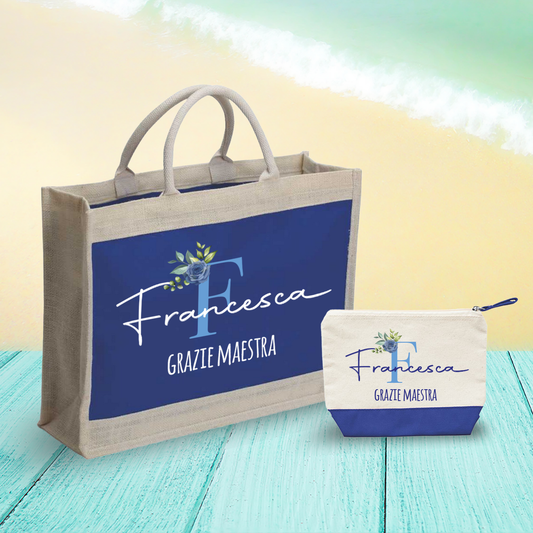 Grazie Maestra - Combo: Borsa mare + Pochette - personalizzata con nome