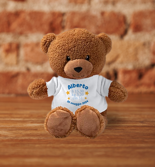 Boy Star - Teddy - Orsacchiotto di Peluche con Maglietta Personalizzata