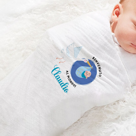 Benvenuto al mondo - Set 3 pezzi mussole personalizzate con nome