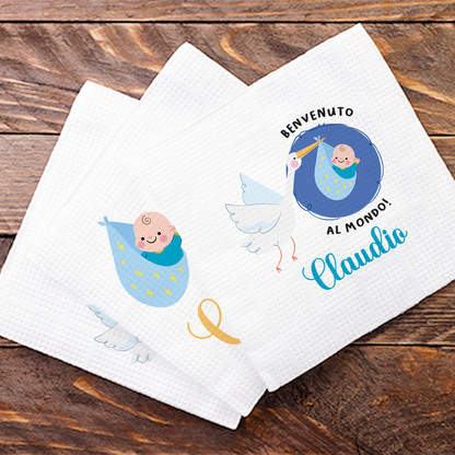 Benvenuto al mondo - Set 3 pezzi mussole personalizzate con nome