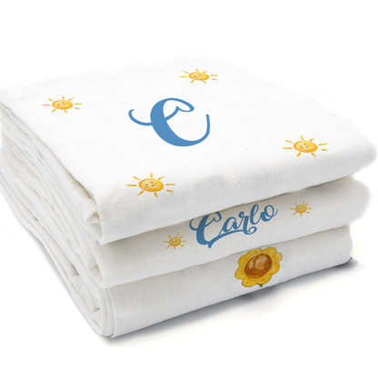 Baby Boy - Set 3 pezzi mussole personalizzate con nome