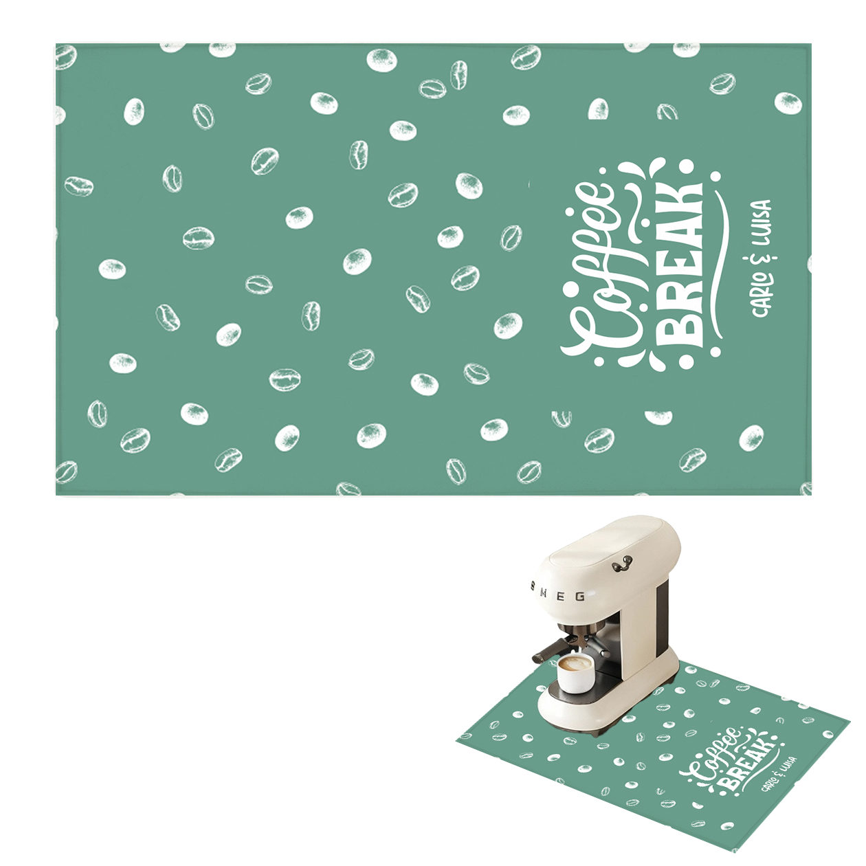 Coffee Break - Tappetino per Macchina del caffè  con Retro in Gomma Tappeto 30x40cm - personalizzato