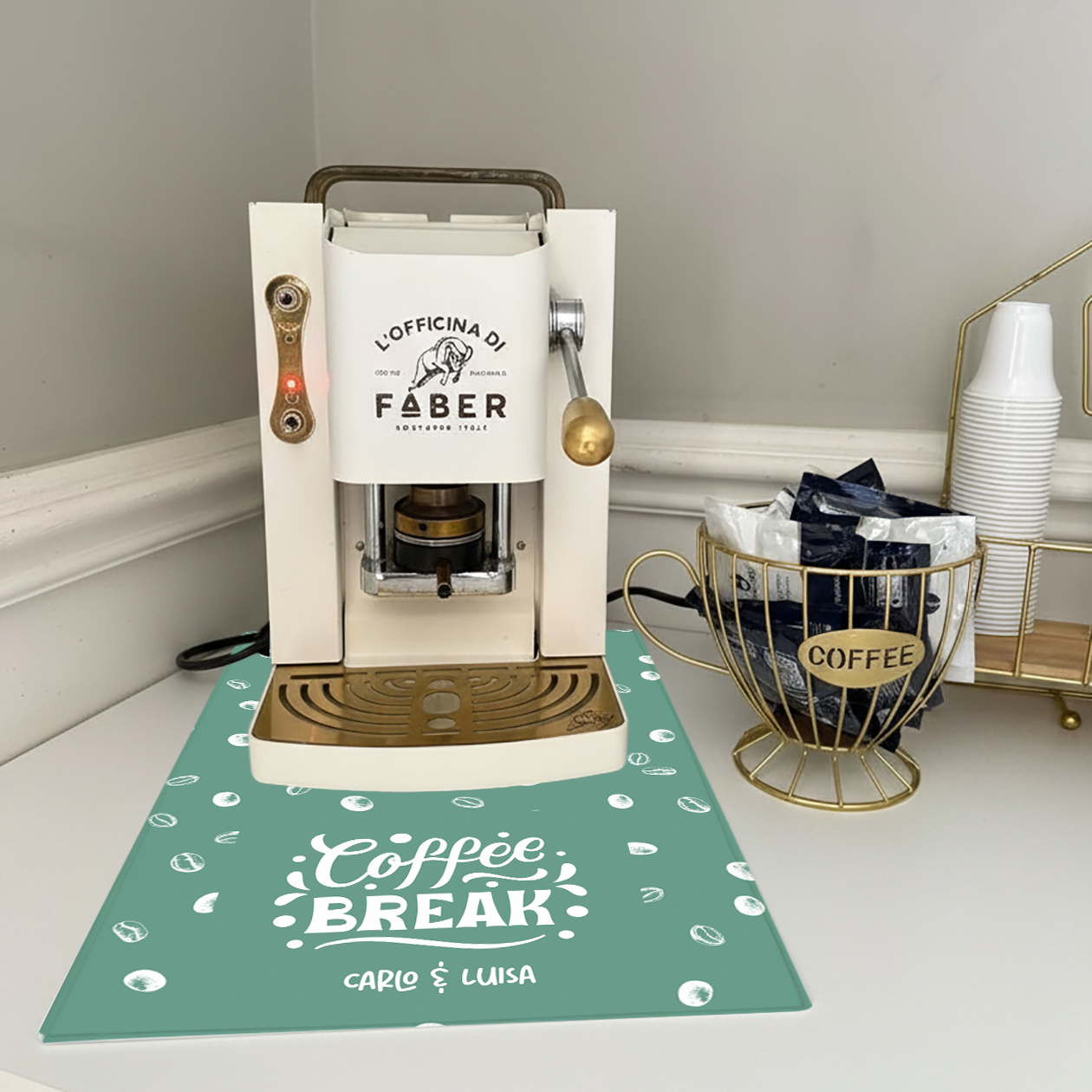 Coffee Break - Tappetino per Macchina del caffè  con Retro in Gomma Tappeto 30x40cm - personalizzato