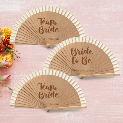 Bride and team - Set da 3 Ventagli in legno - personalizzati con nomi