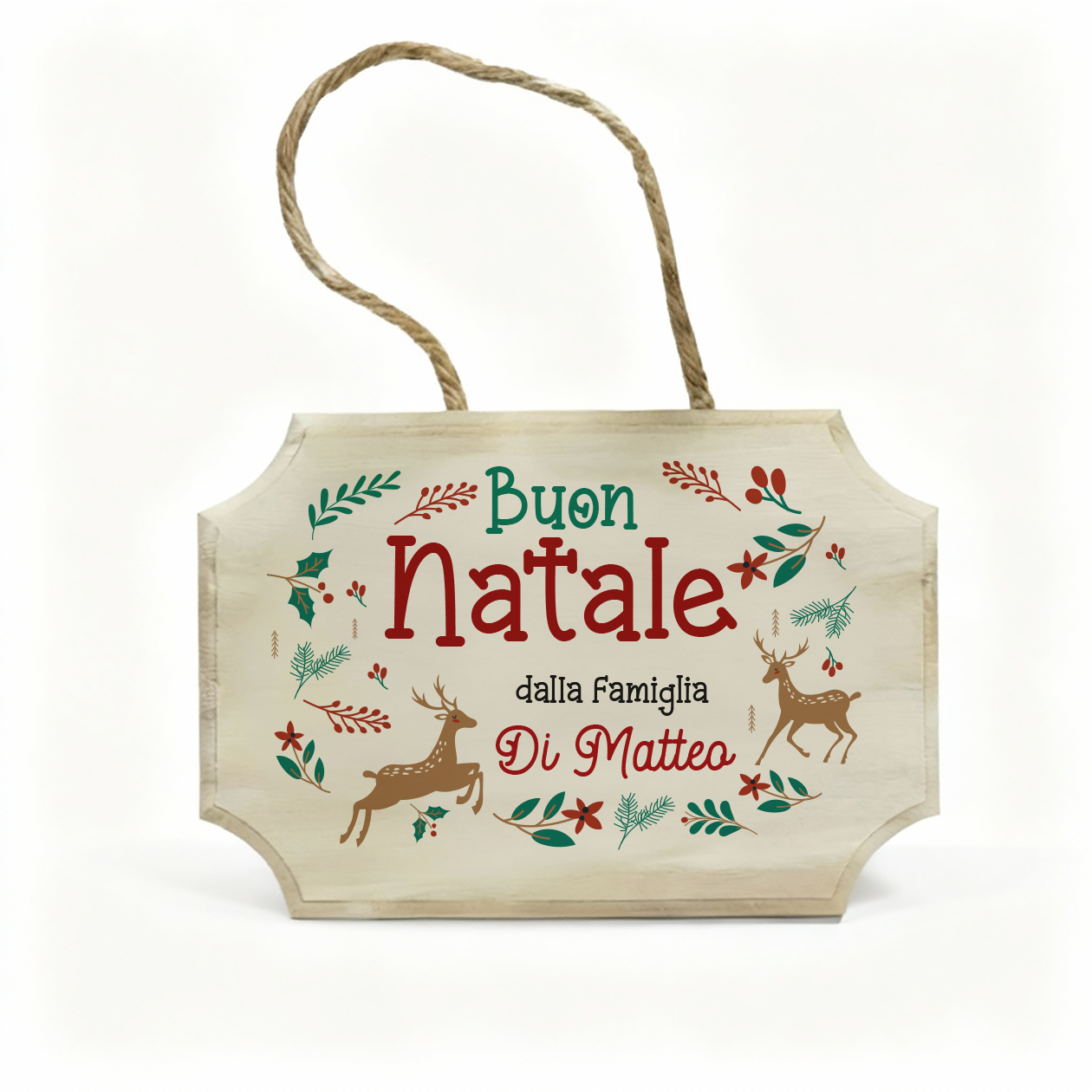 Buon Natale - fuoriporta in legno - personalizzato con cognome