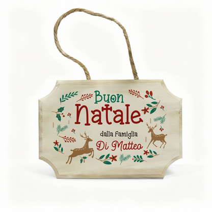 Buon Natale - fuoriporta in legno - personalizzato con cognome