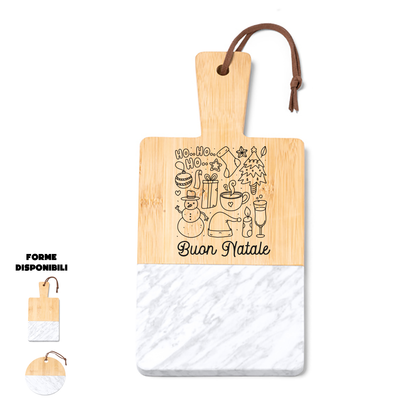 Ho Ho Ho - Tagliere in marmo e bamboo naturale