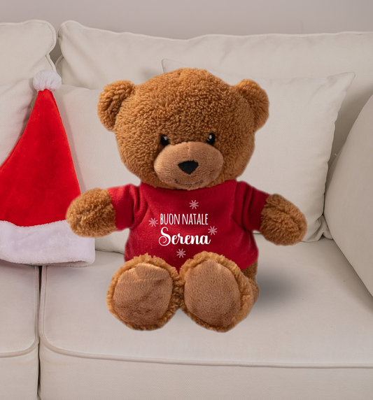 Buon Natale (rosso) - Teddy - Orsacchiotto di Peluche con Maglietta Personalizzata
