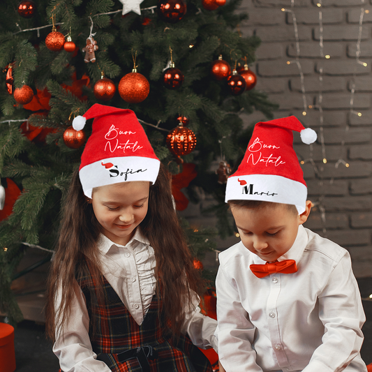 Merry Christmas - Set composto da 5 Cappelli da Babbo Natale - personalizzati con nome