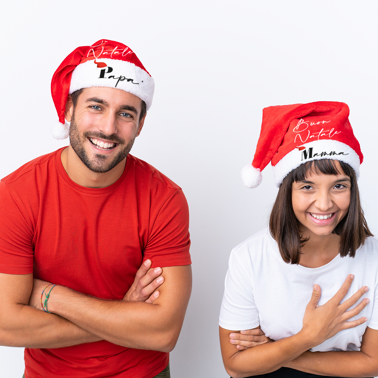 Merry Christmas - Set composto da 5 Cappelli da Babbo Natale - personalizzati con nome