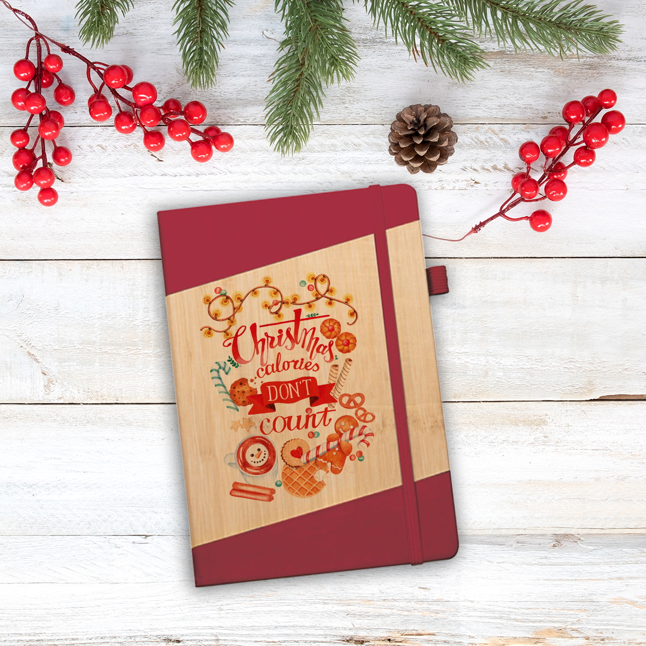 Christmas calories - Block Notes in PU a righe