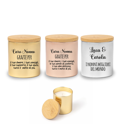 I nonni migliori del mondo - Set di 3 Candele Profumate personalizzate con nomi