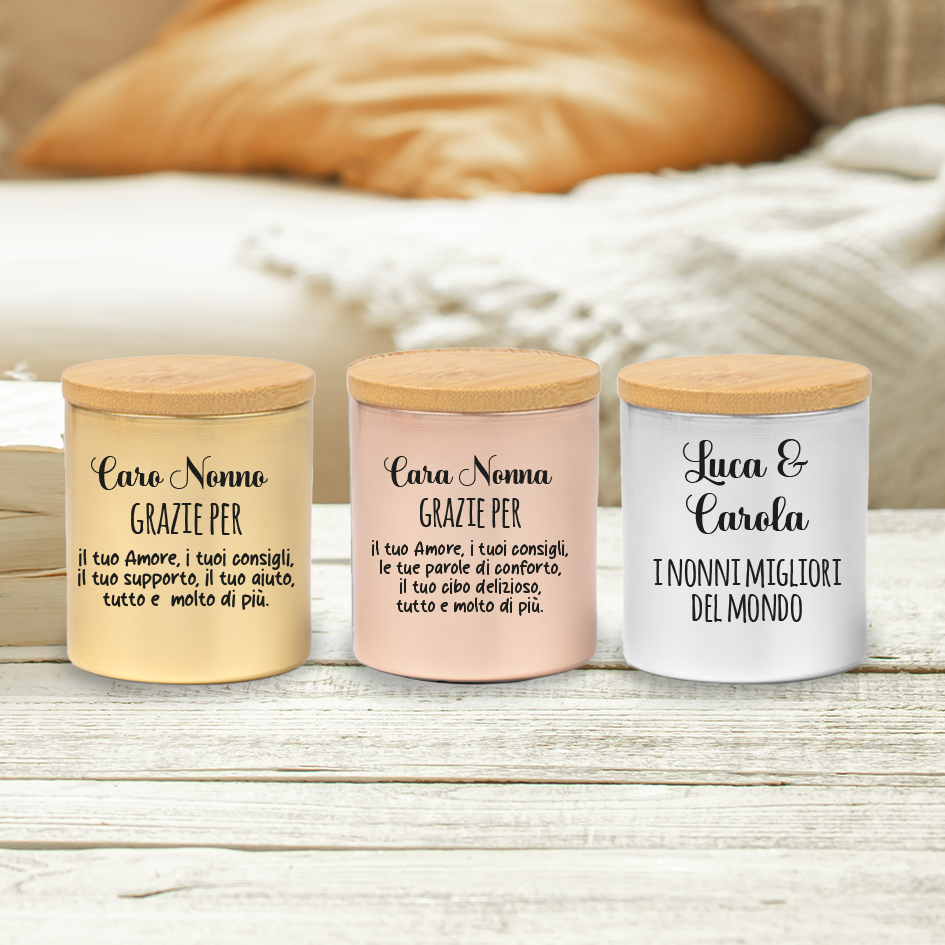 I nonni migliori del mondo - Set di 3 Candele Profumate personalizzate con nomi