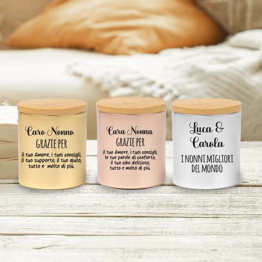 I nonni migliori del mondo - Set di 3 Candele Profumate personalizzate con nomi