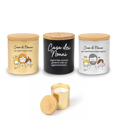 La Casa dei nonni - Set di 3 Candele Profumate personalizzate con nomi