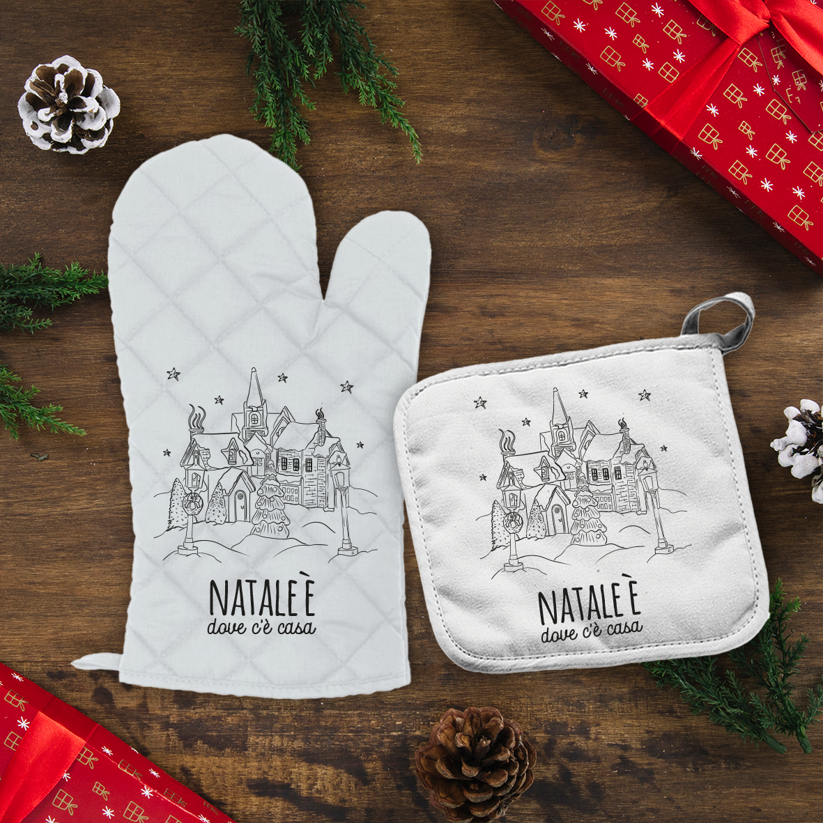 Natale è dove c'è casa - Set da Cucina Guanto e Presina