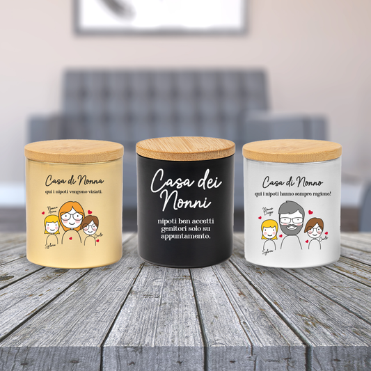 La Casa dei nonni - Set di 3 Candele Profumate personalizzate con nomi
