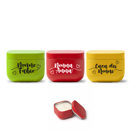 Casa dei nonni hearts - Set di 3 Candele Profumate personalizzate con nomi