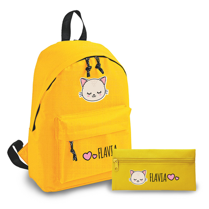 Cat heart - Zaino + Portapenne - personalizzati con nome