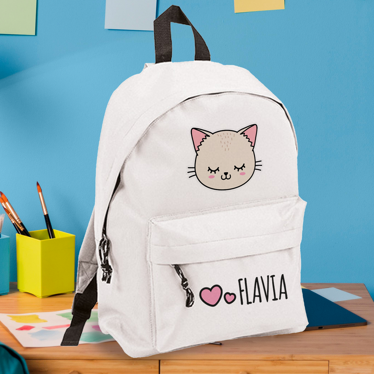 Cat Hearts - zaino scuola - personalizzato con nome