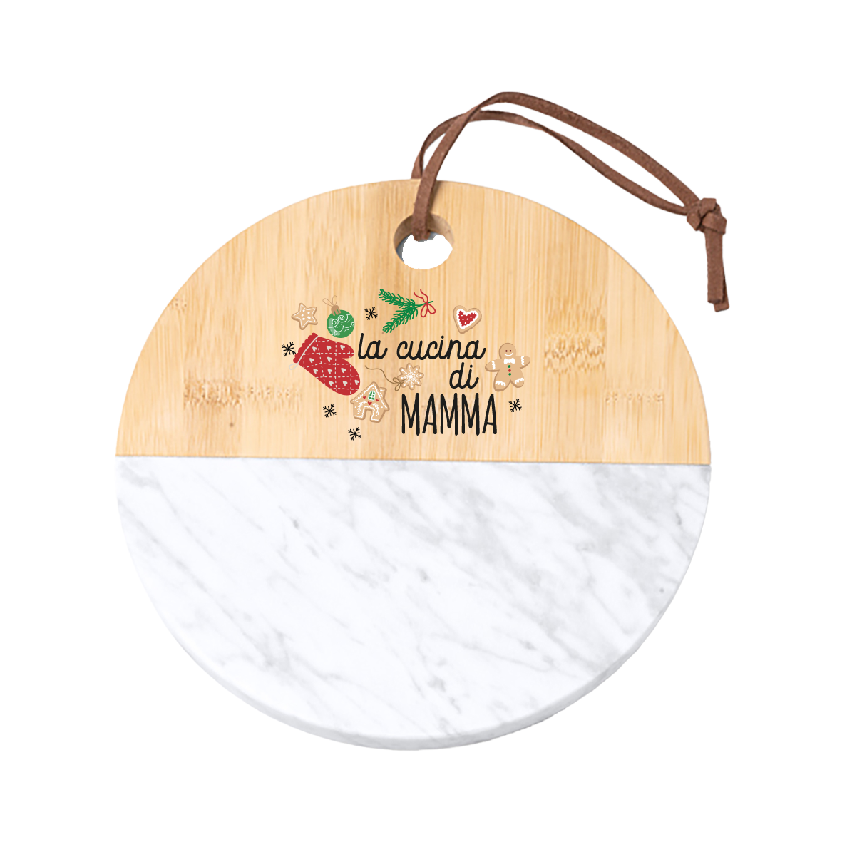 La cucina di mamma - Tagliere in marmo e bamboo naturale